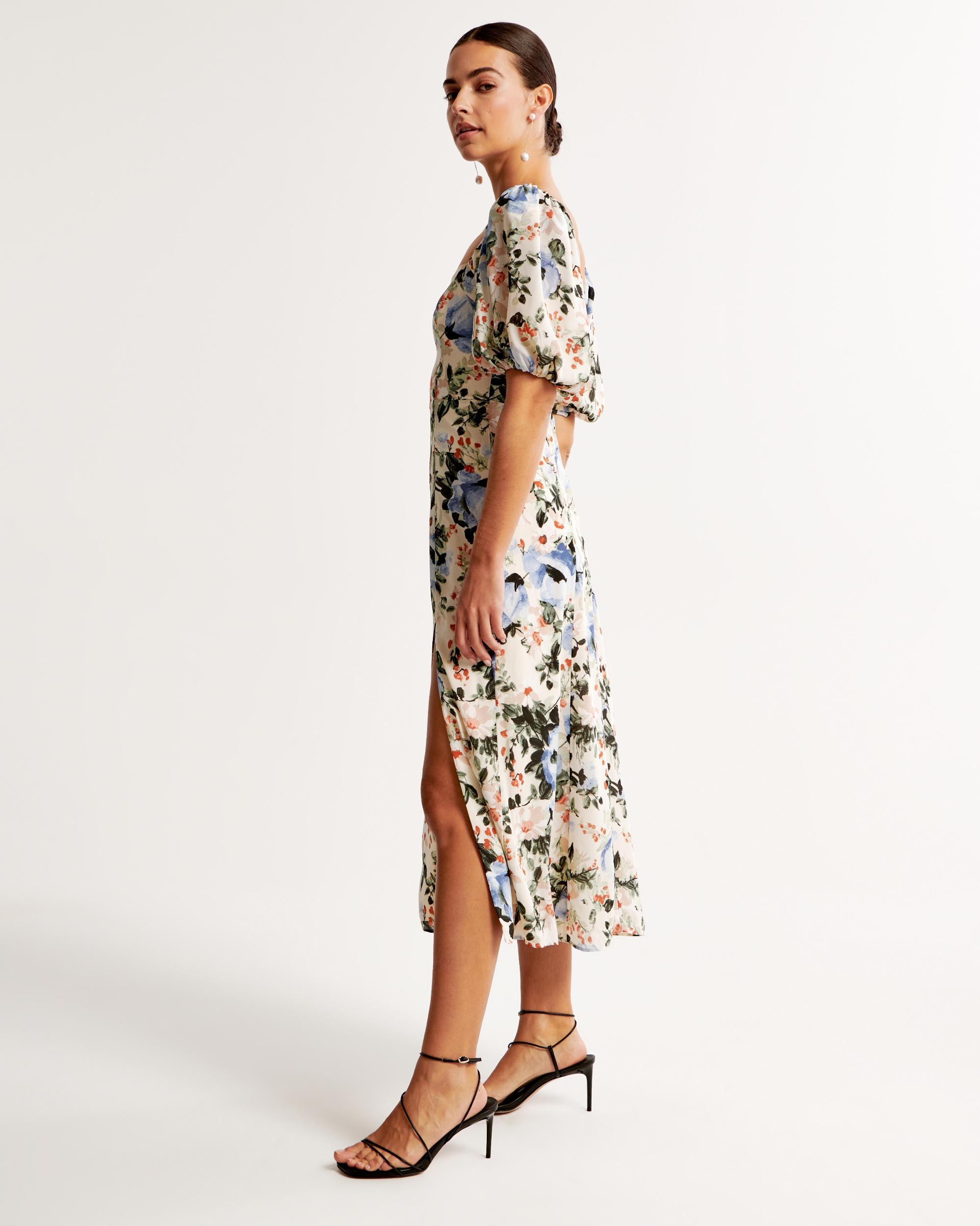 The A&F Camille Puff Sleeve Midi Dress Product Image
