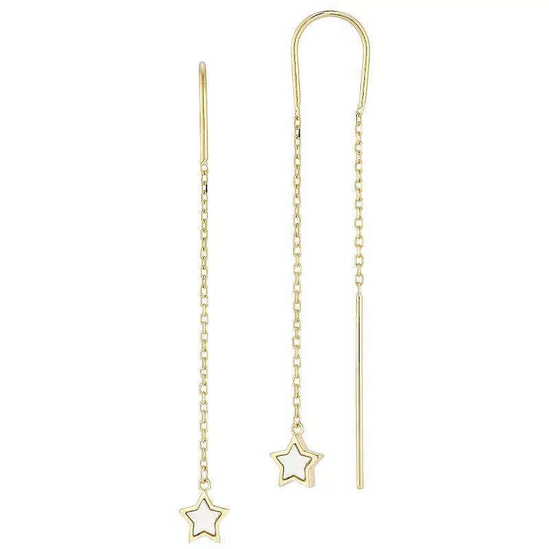 LUMINOR GOLD 14k Gold Mother of Pearl Clover Threader Earrings, Women's Product Image