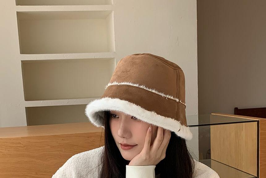 Fleece Lined Faux Suede Bucket Hat Product Image