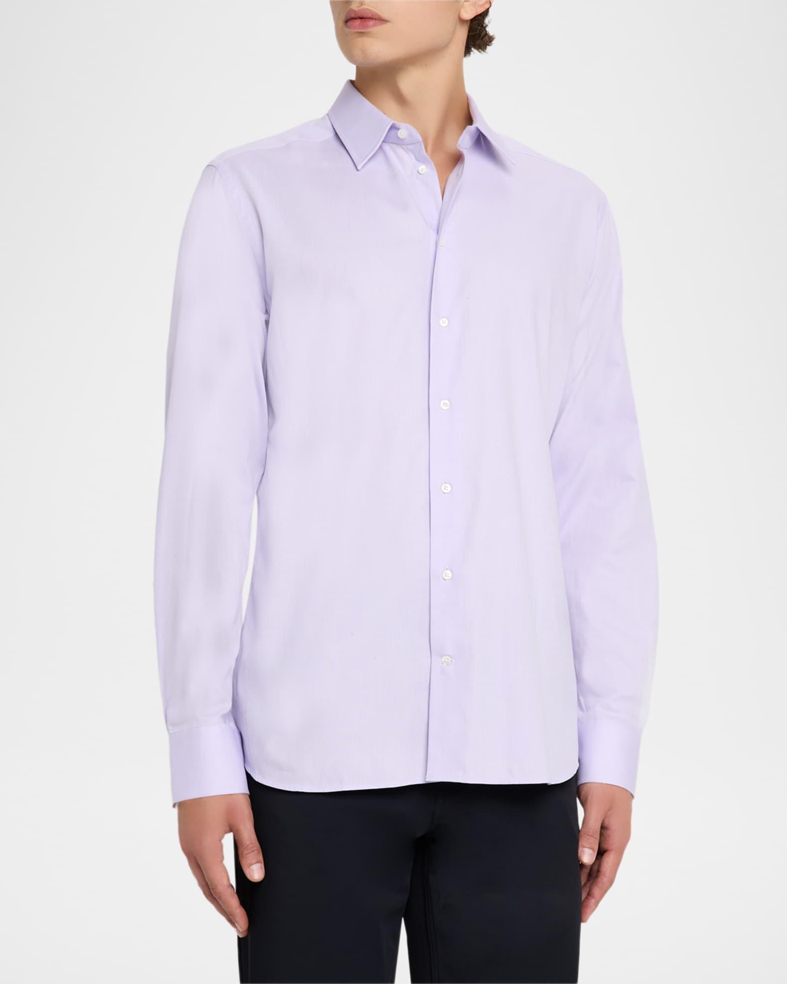 Men's Cotton Micro-Texture Point Collar Dress Shirt Product Image