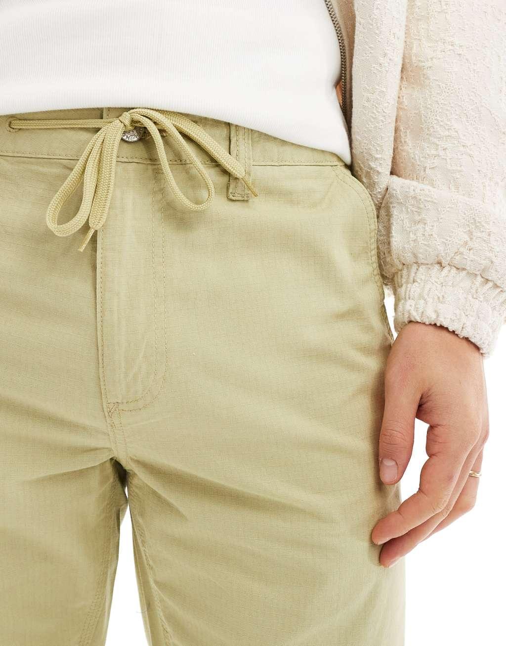 ASOS DESIGN straight fit ripstop pants in beige Product Image