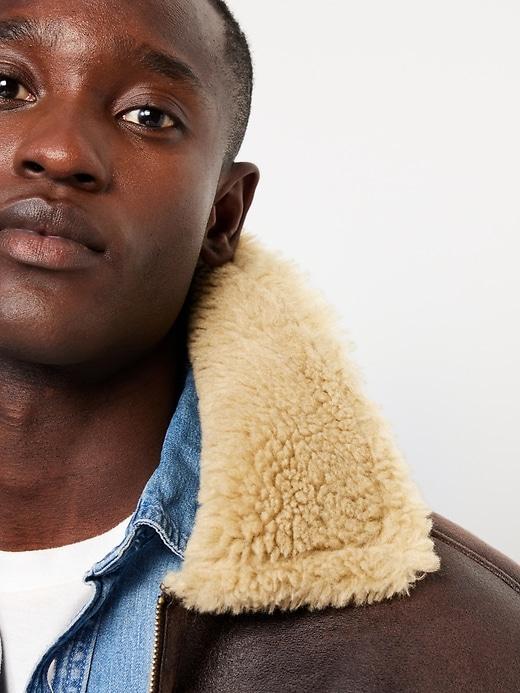 Faux-Leather Aviator Jacket Product Image