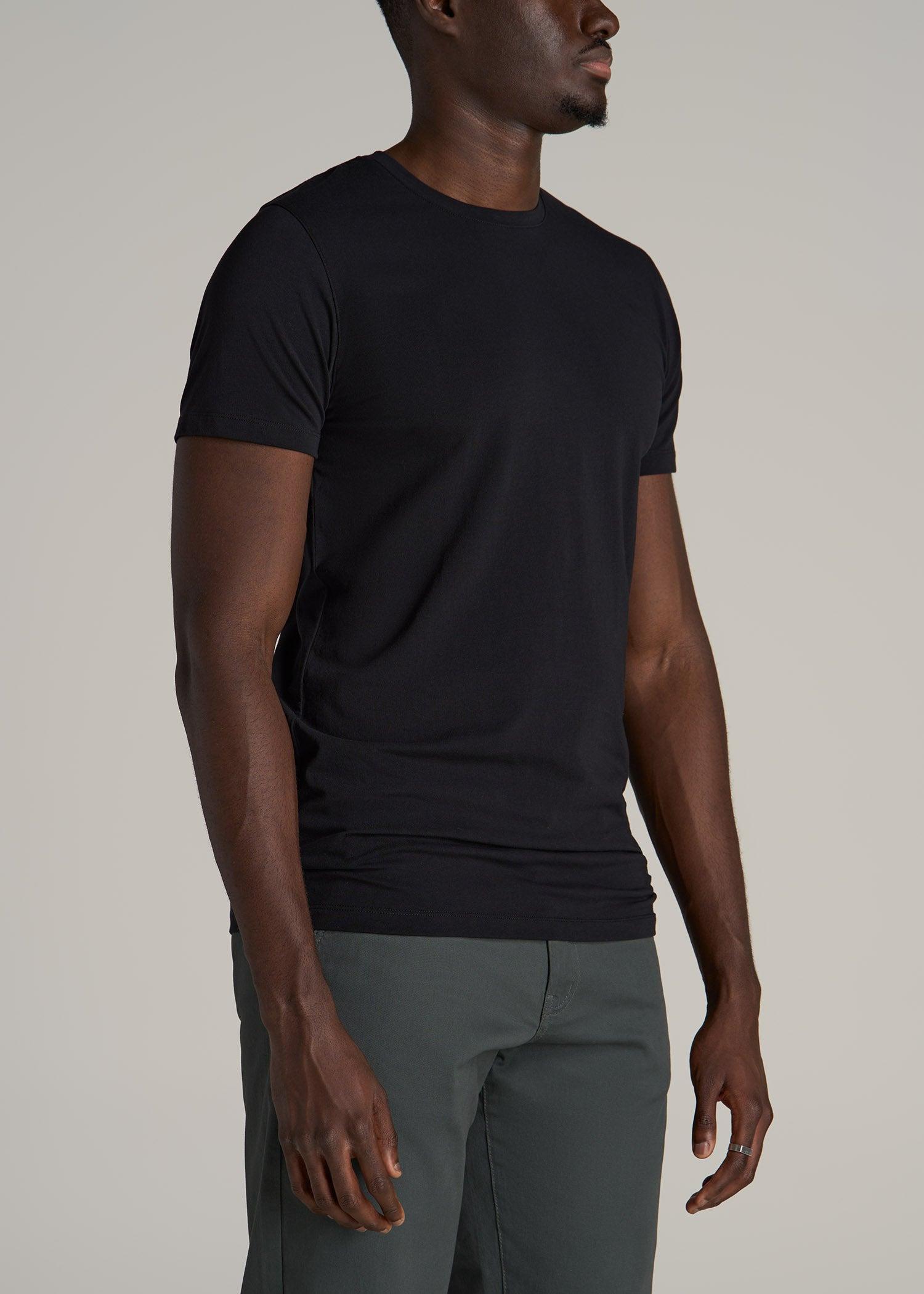 The Essential MODERN-FIT Crewneck Tee for Tall Men in Black Product Image