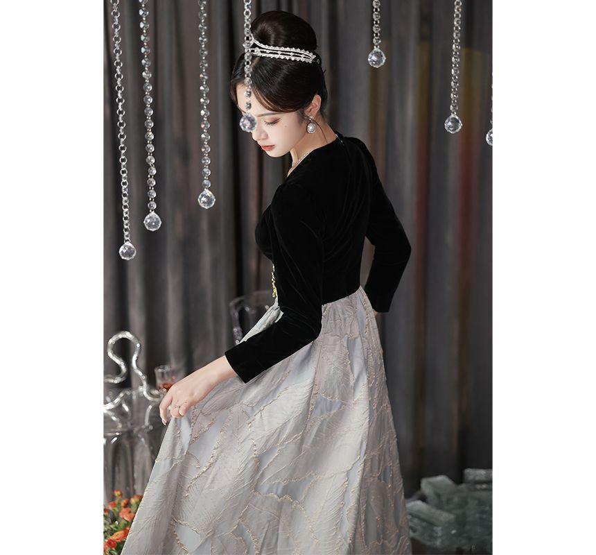 Embroidered Evening Gown Dress Product Image