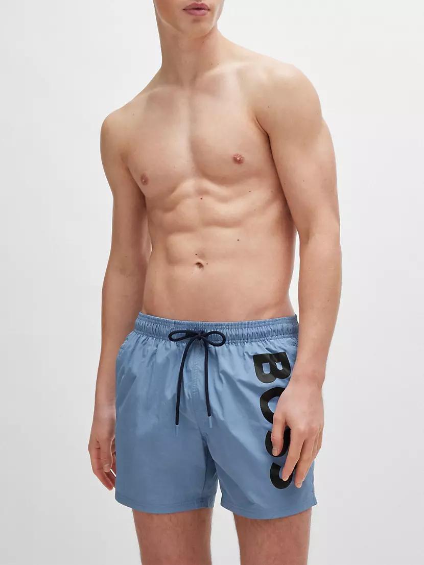 Fully Lined Swim Shorts with Logo Print Product Image