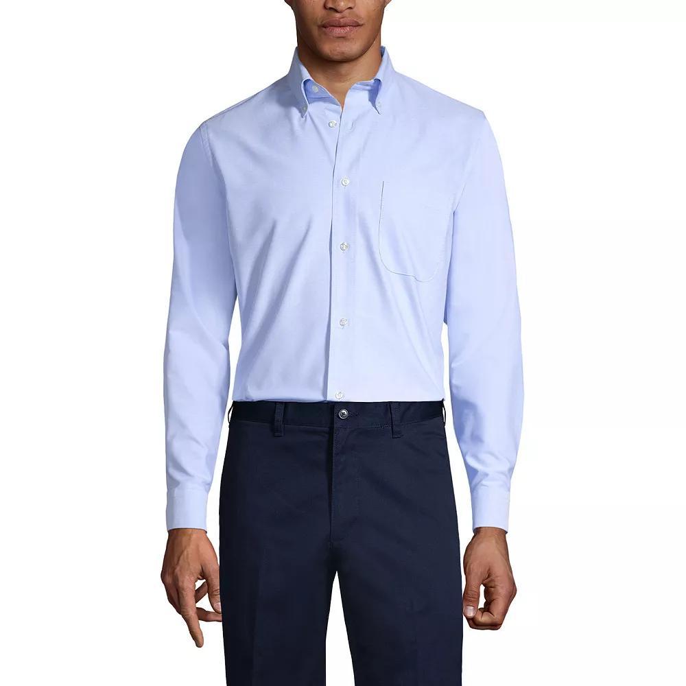 Men's Lands' End School Uniform Long Sleeve Solid Oxford Dress Shirt, Size: Small, Blue Product Image