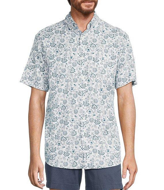 Roundtree & Yorke Short Sleeve Paisley Print Oxford Sport Shirt Product Image
