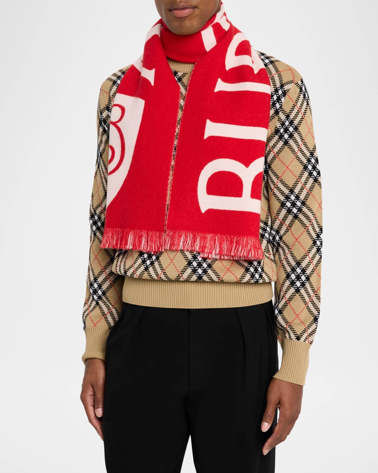 Men's Logo Text with Shield Wool-Blend Scarf Product Image
