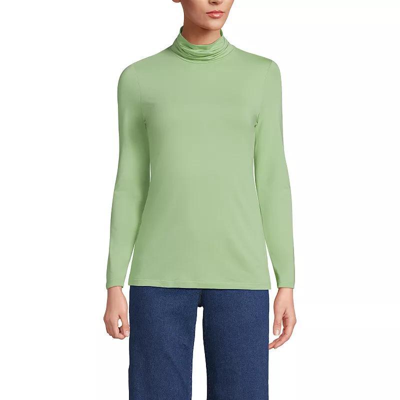 Petite Lands' End Lightweight Fitted Long Sleeve Turtleneck, Women's, Size: XS Petite, Soft Green Product Image