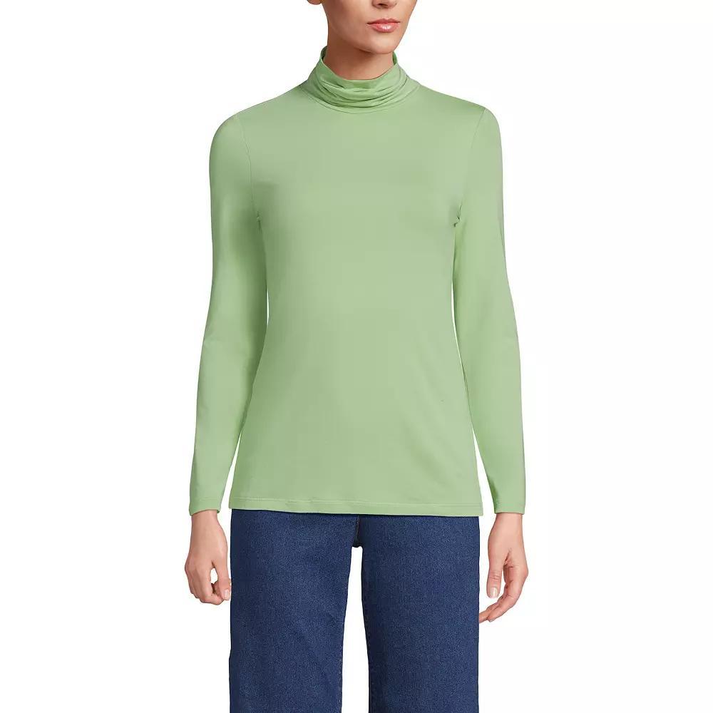Petite Lands' End Lightweight Fitted Long Sleeve Turtleneck, Women's, Size: XS Petite, Soft Green Product Image