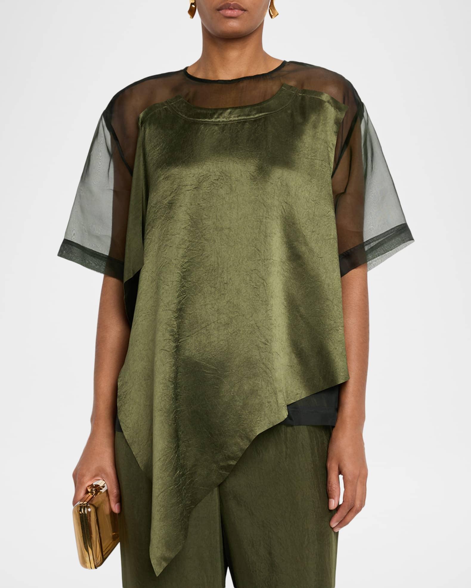 Organza And Crinkled Satin T-Shirt Product Image