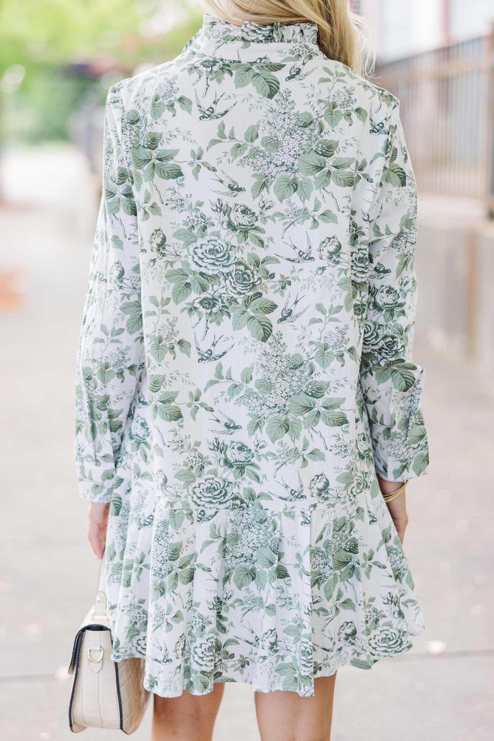 Looking For You Olive Green Toile Babydoll Dress Female Product Image