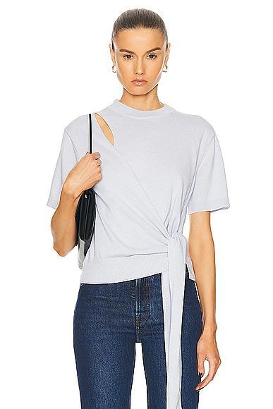 SIMKHAI Hudson Wrap Sweater in Baby Blue Product Image
