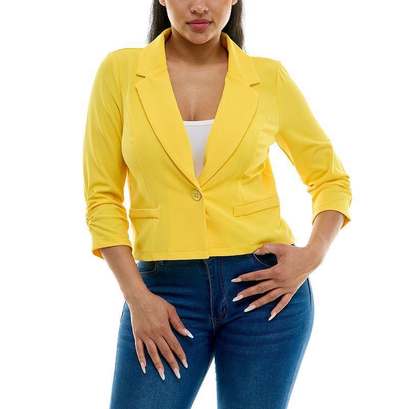 Women's Nina Leonard Button Cropped Blazer, Size: Small, Blue Product Image