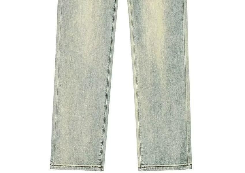 High Rise Washed Straight Leg Jeans Product Image