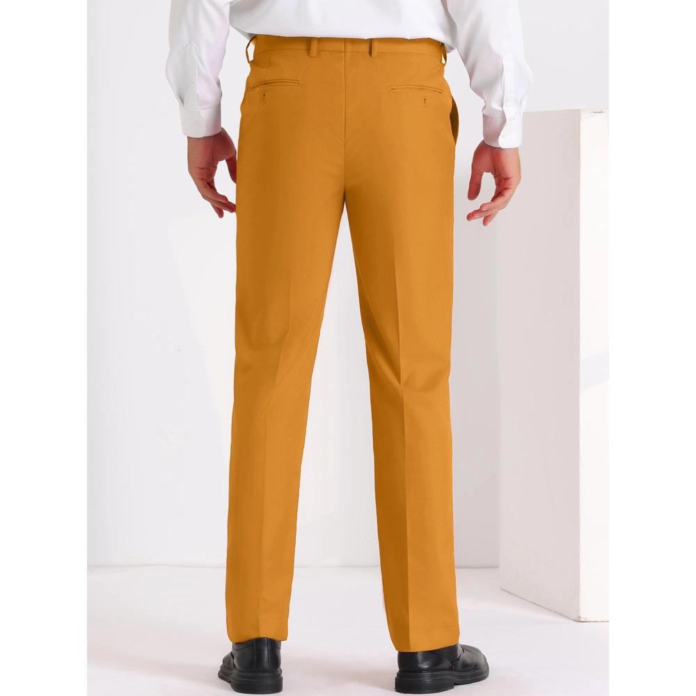 Lars Amadeus Men's Solid Business Button Closure Flat Front Formal Trousers Product Image