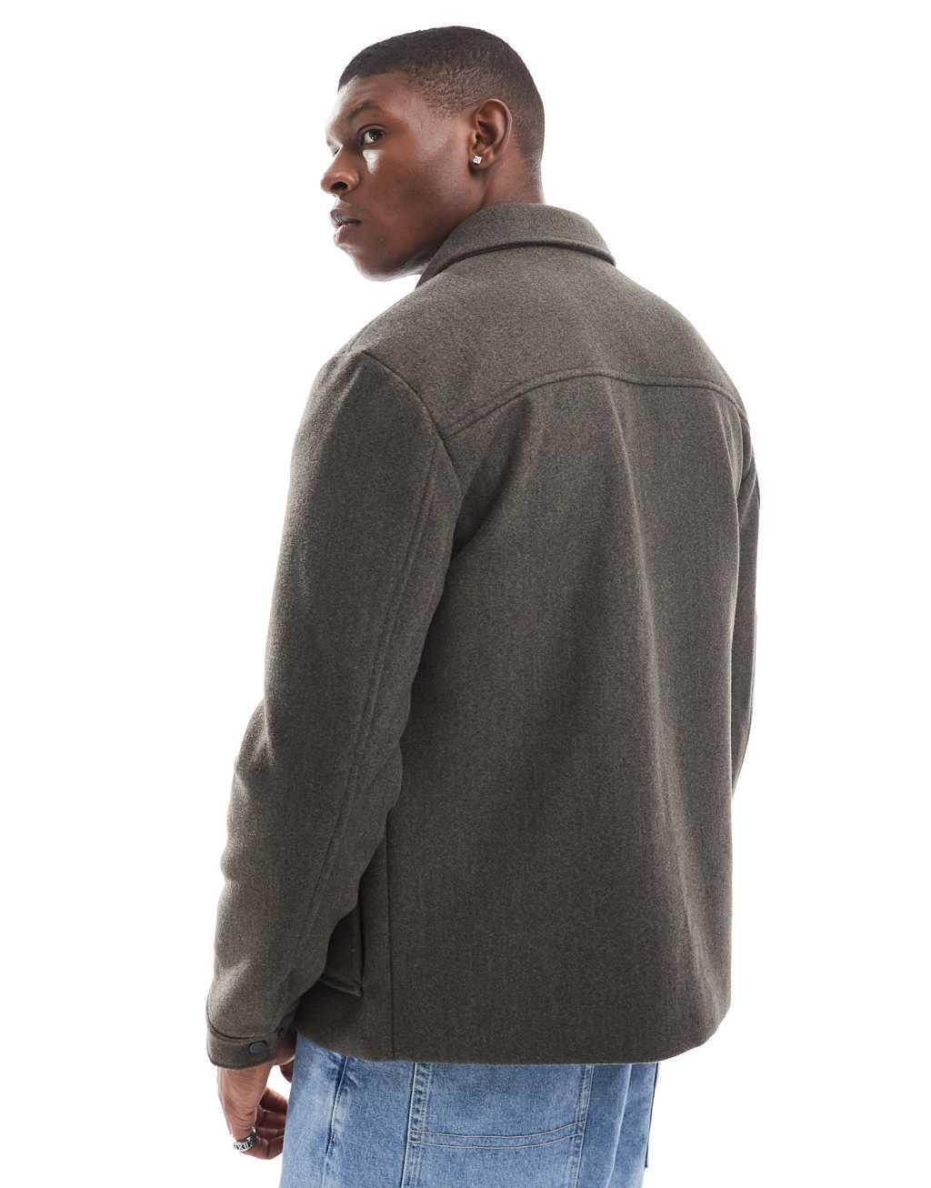 ONLY & SONS utility harrington jacket in light brown Product Image
