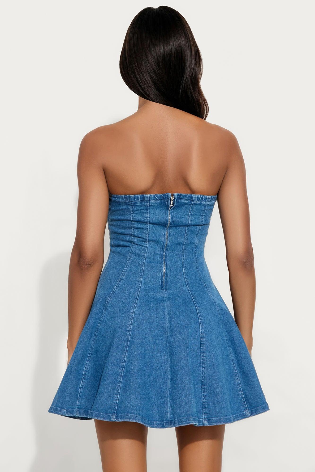 Violeta Denim Mini Dress - Denim Product Image