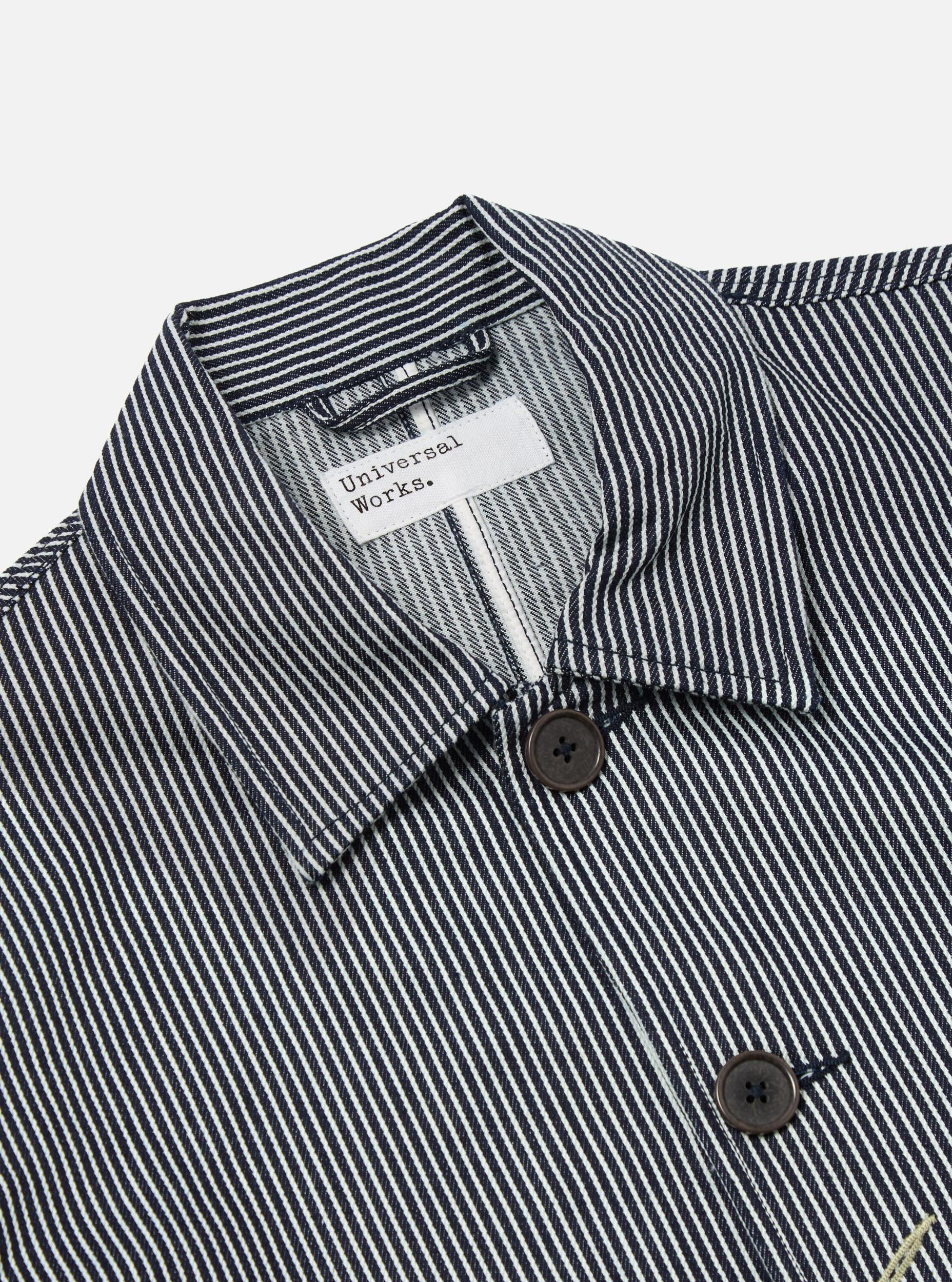 Universal Works Original Bakers Jacket in Indigo Hickory Stripe Denim Product Image