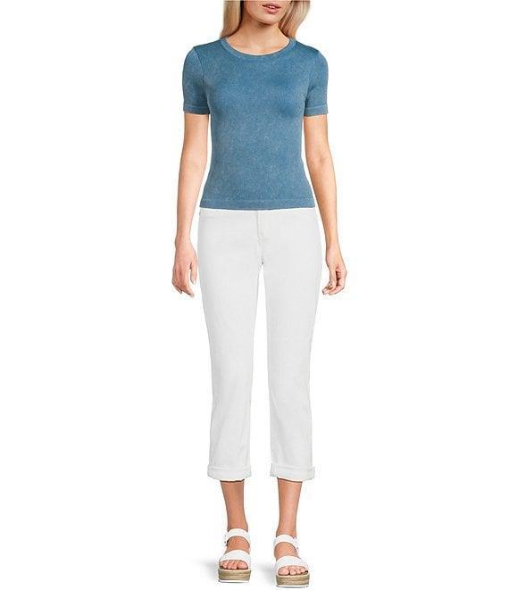 Moa Moa Cap Short Sleeve Crew Neck Solid T-Shirt Product Image