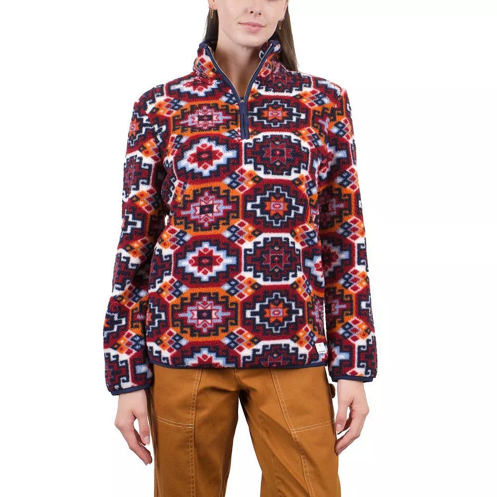 Women's Mountain and Isles Quarter Zip Printed Sherpa Pullover, Size: Large, Pink Product Image
