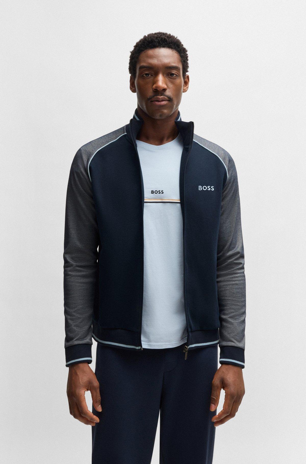Cotton zip-up jacket with contrast piping Product Image