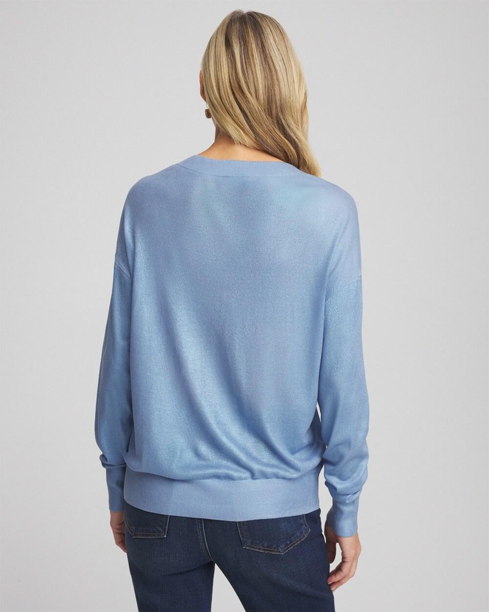 Foil V-Neck Relaxed Pullover Sweater Product Image