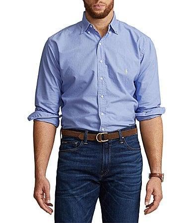 Polo Ralph Lauren Big  Tall Solid Garment-Dye Oxford Long Sleeve Woven Shirt Product Image