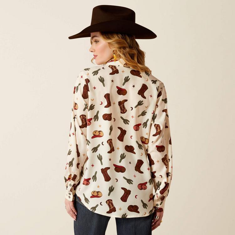 Ariat® Ladies' L/S Homestyle Western Cowgirl Print Button Shirt Product Image