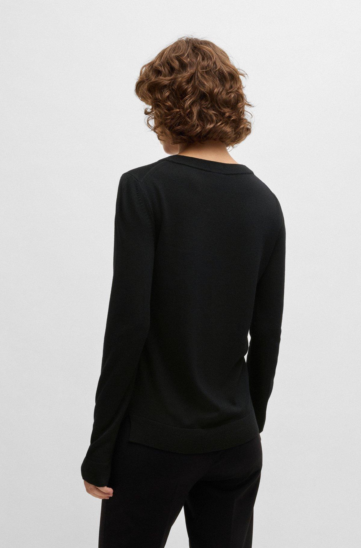 BOSS - Crew-neck sweater in merino wool - Black Product Image