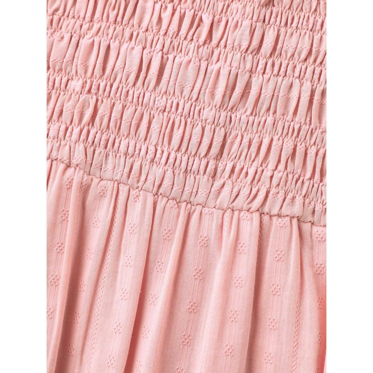 Plus Size Cotton Textured Shirred Bodice Pleated Midi Dress Crepe Women Round Neck Sleeveless Curvy BloomChic 10/M Product Image
