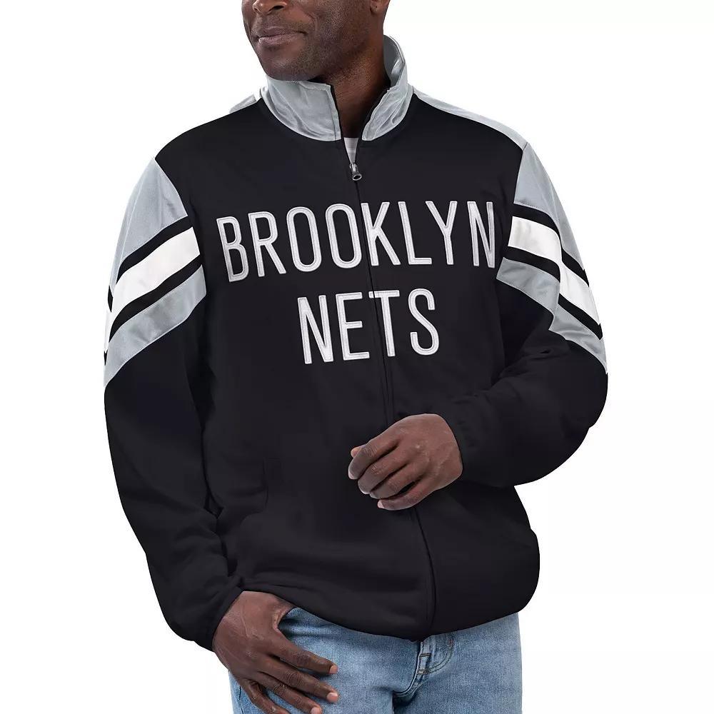 Men's G-III Sports by Carl Banks Black Brooklyn Nets Game Ball Full-Zip Track Jacket, Size: Large Product Image