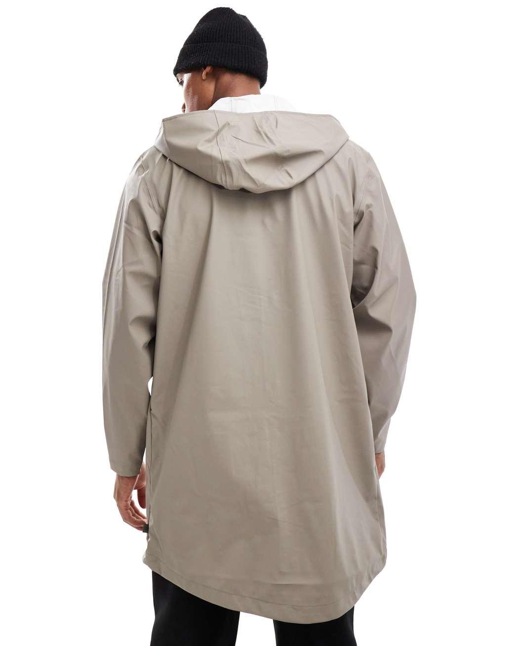 ONLY & SONS hooded rain jacket in beige Product Image