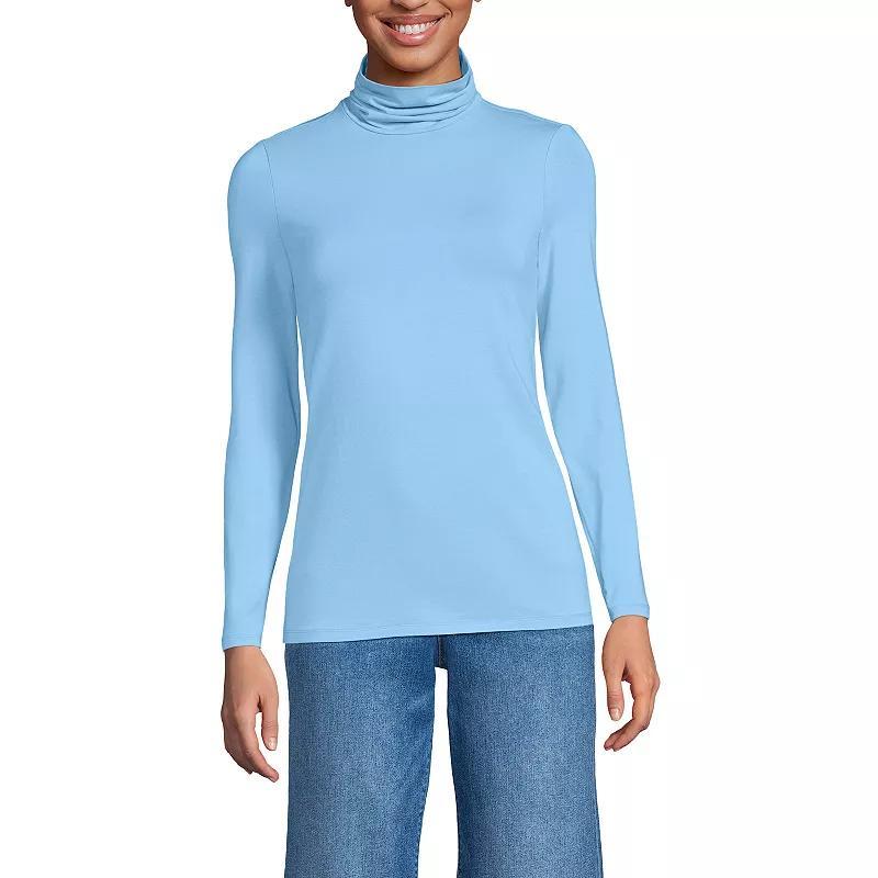 Women's Lands' End Lightweight Fitted Turtleneck, Size: Large, Pink Fog Product Image