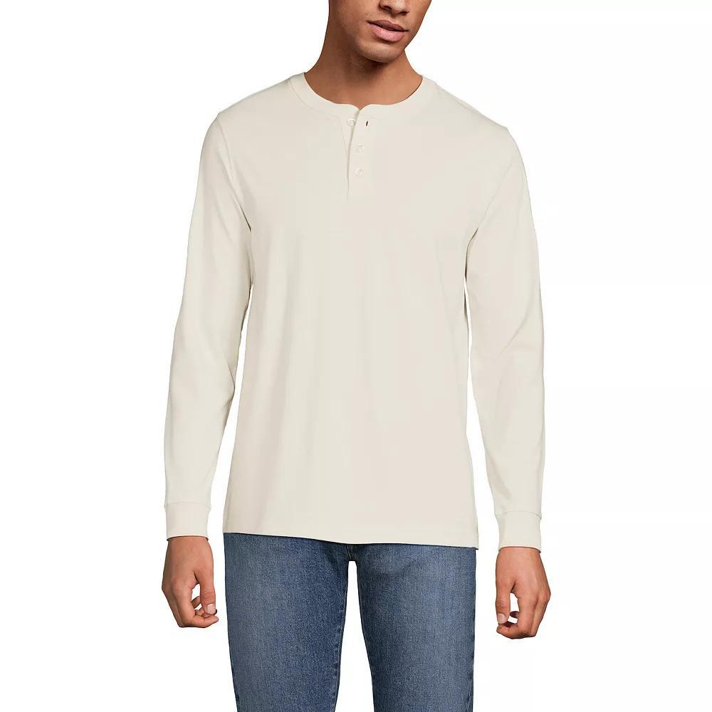 Men's Lands' End Super-T Henley, Size: Medium, Antique Alabaster Product Image