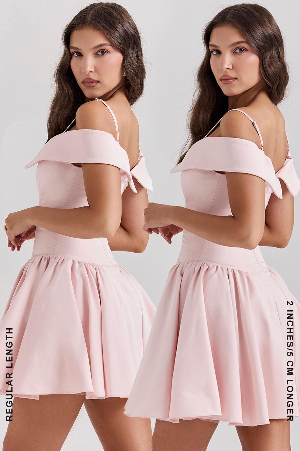 Elida  ballerina pink off shoulder mini dress Product Image