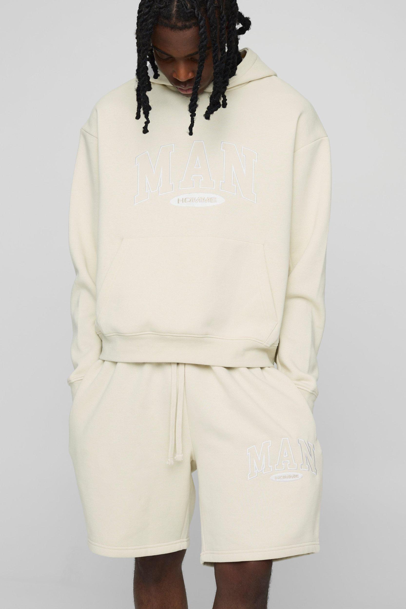 Oversized Boxy Man Hooded Short Tracksuit | boohooMAN USA Product Image