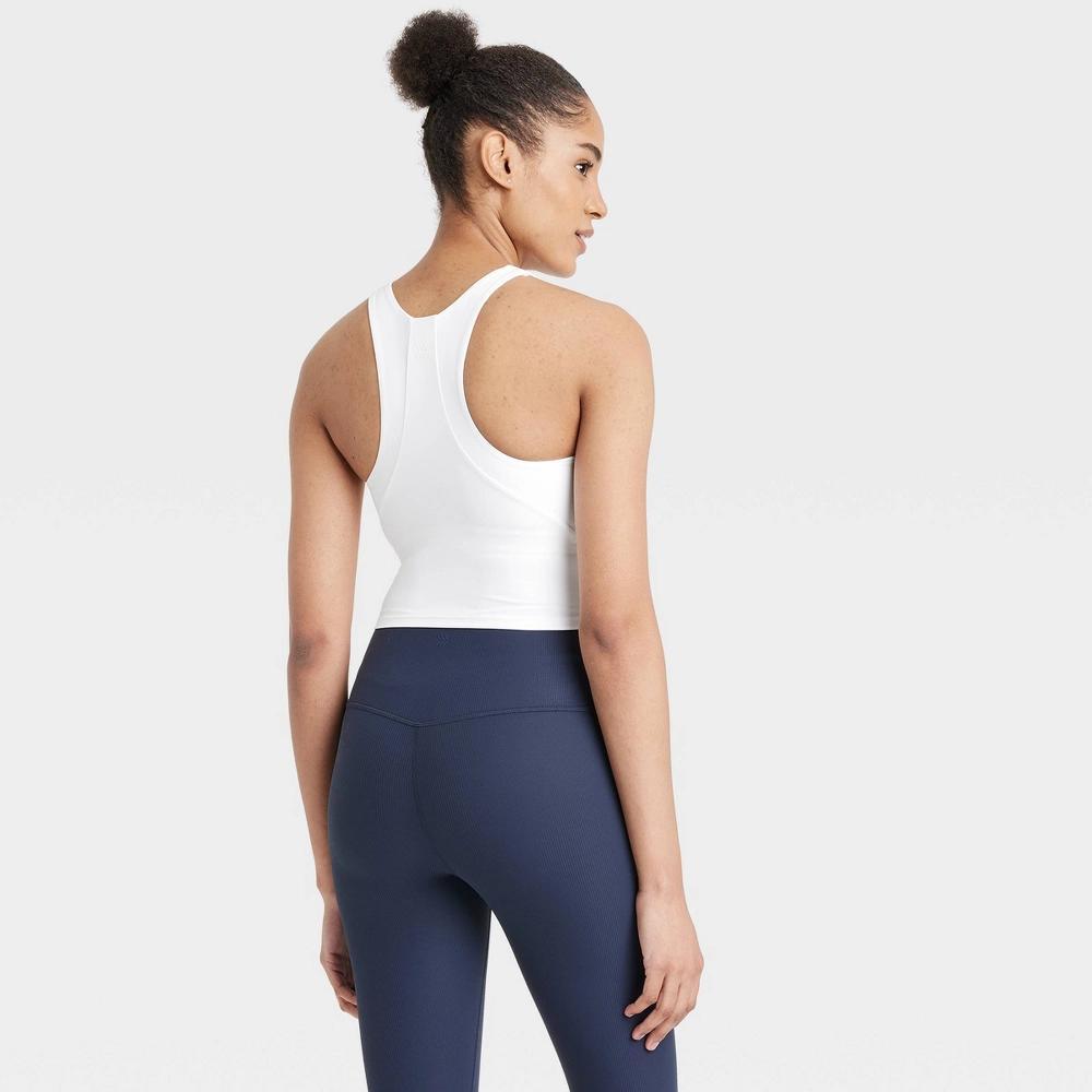 Womens Everyday Soft Highneck Cropped Support Tank Top - All In Motion White XL: Moisture Wicking, UPF 50+ Product Image