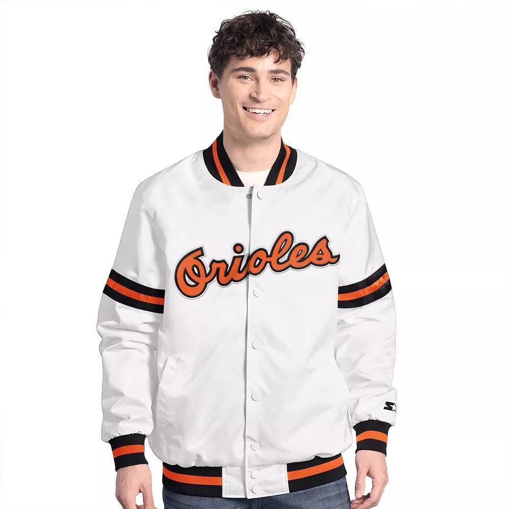 Men's Starter  White Baltimore Orioles Cooperstown Scout Full-Snap Varsity Jacket, Size: XL Product Image