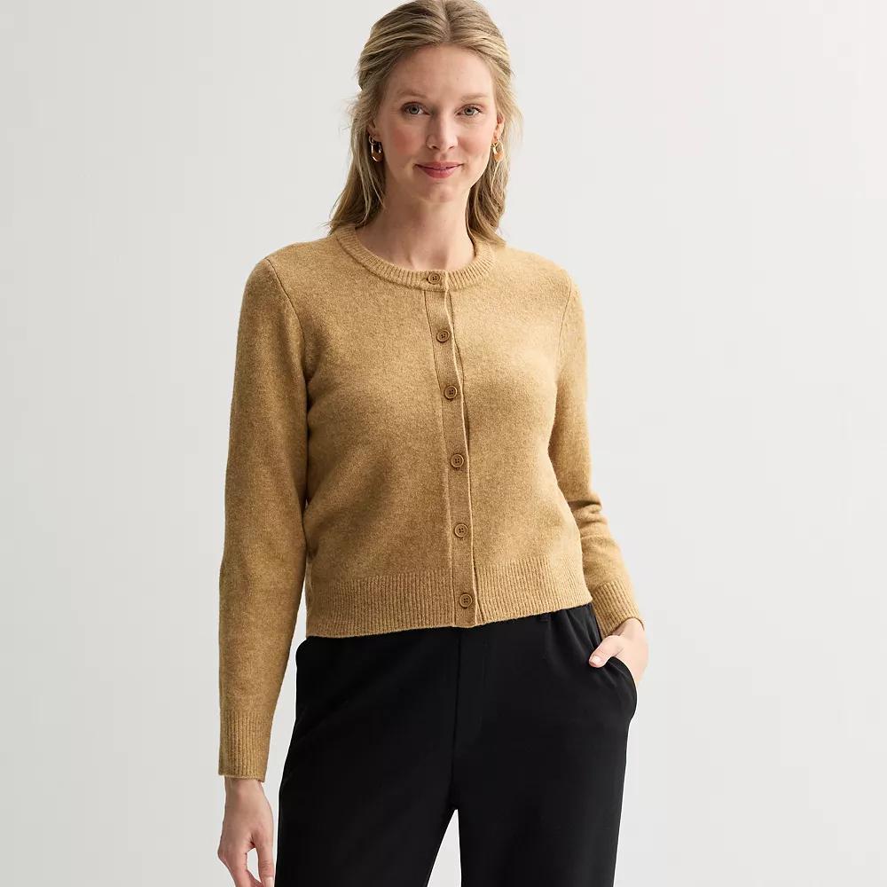 Women's Nine West Button Front Crewneck Sweater, Size: XXL, Rain Blue Product Image