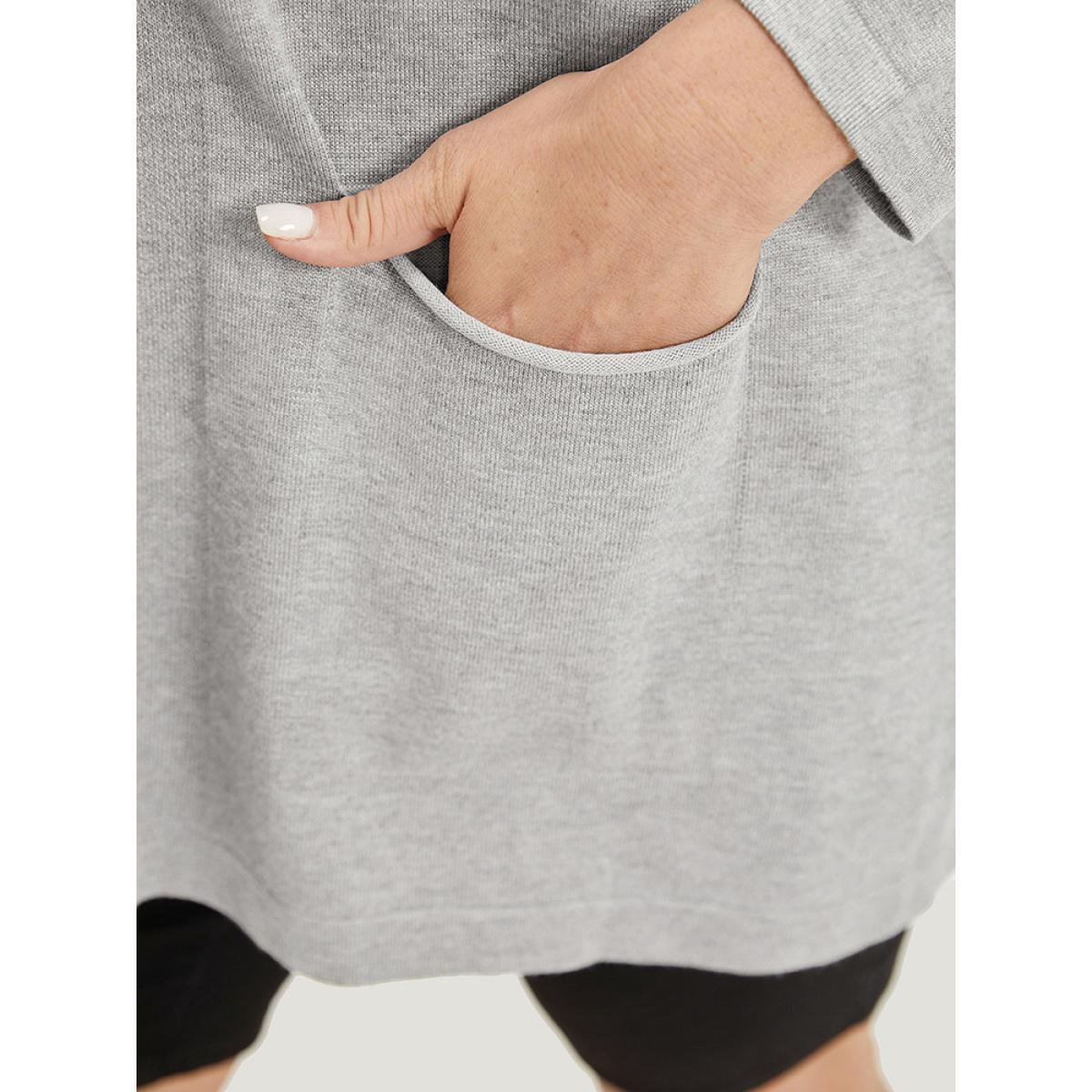 Plus Size Supersoft Essentials Plain Lapel Collar Patched Pocket Cardigan DarkGray Women Basics Loose Long Sleeve Everyday Cardigans BloomChic 18-20/2X Product Image