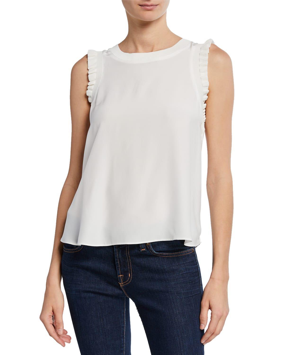 Cinq a Sept Lenore Ruffle Trimmed Silk Top Product Image
