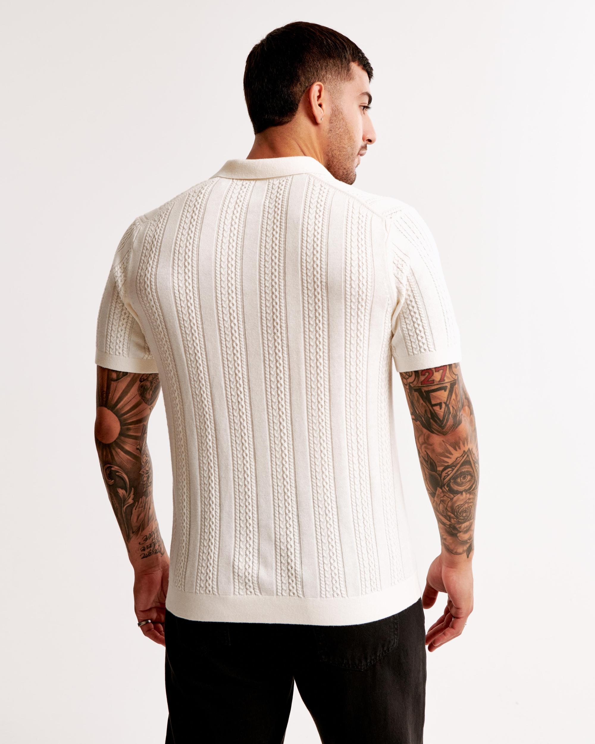 Cable Stitch Johnny Collar Sweater Polo Product Image