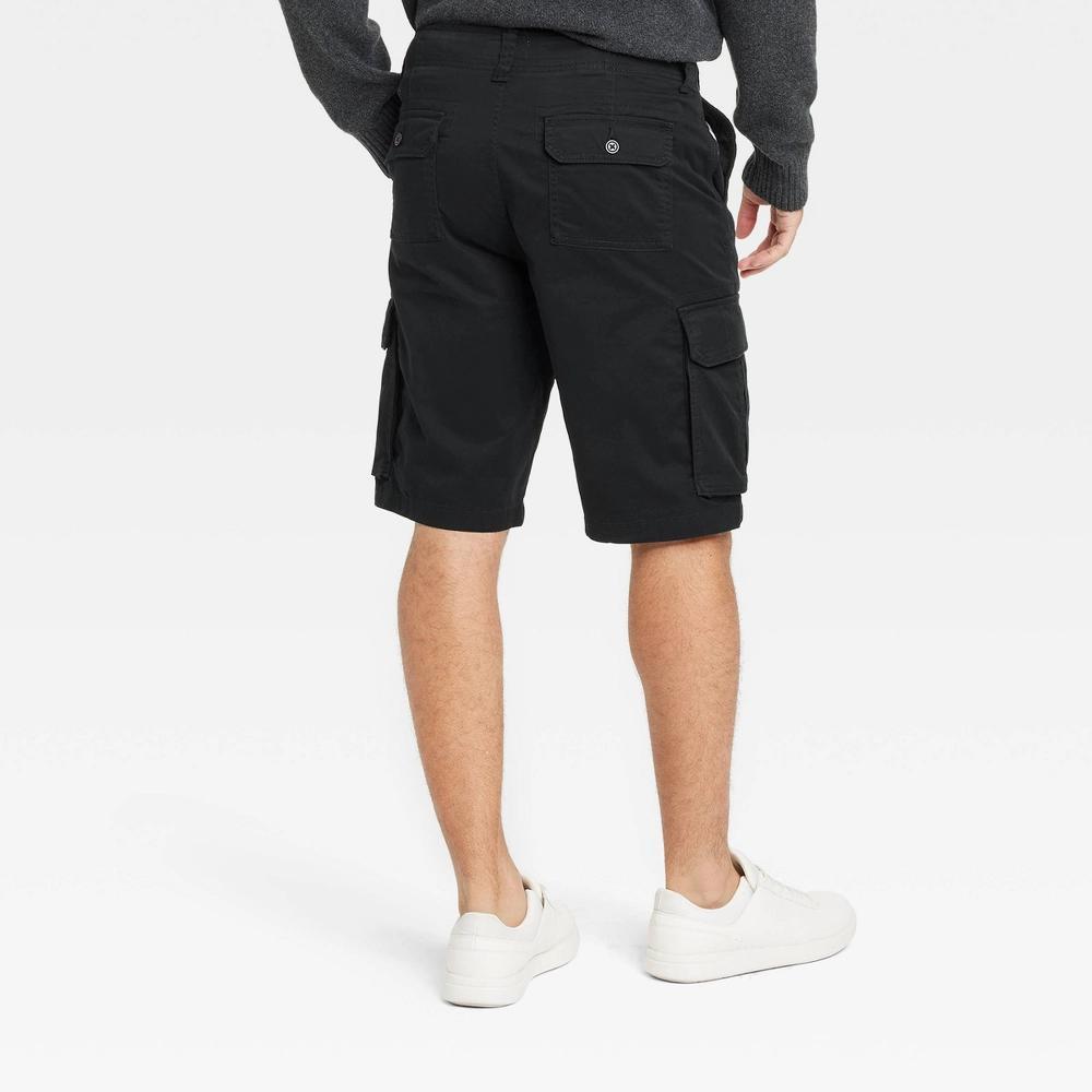 Men's 11" Cargo Shorts - Goodfellow & Co™ Black 36: Cotton-Spandex Blend, Mid Rise, Product Image