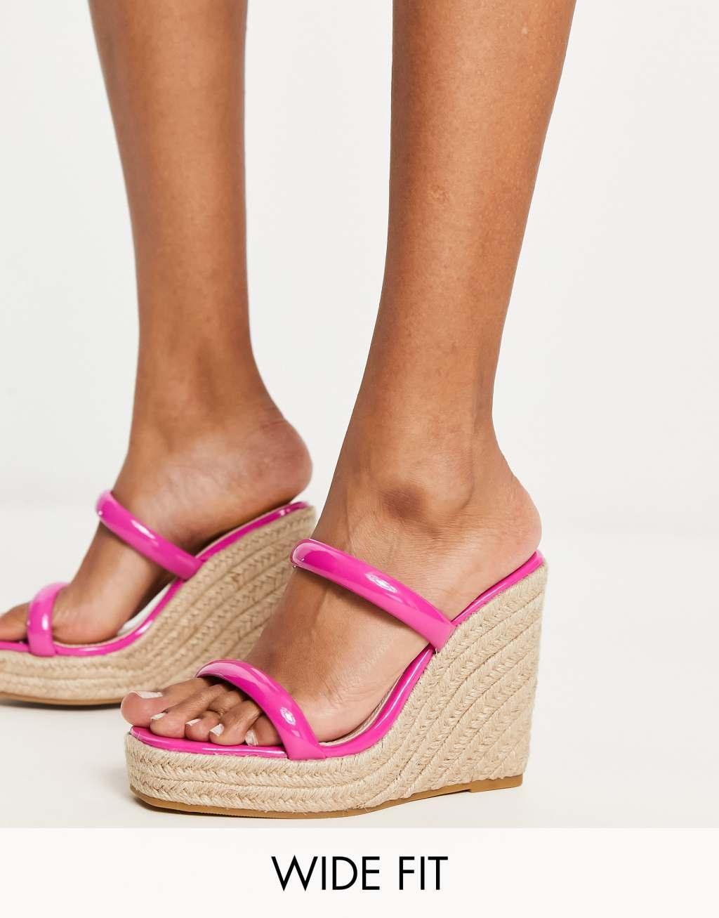 Glamorous Wide Fit espadrille wedge heeled sandals Product Image