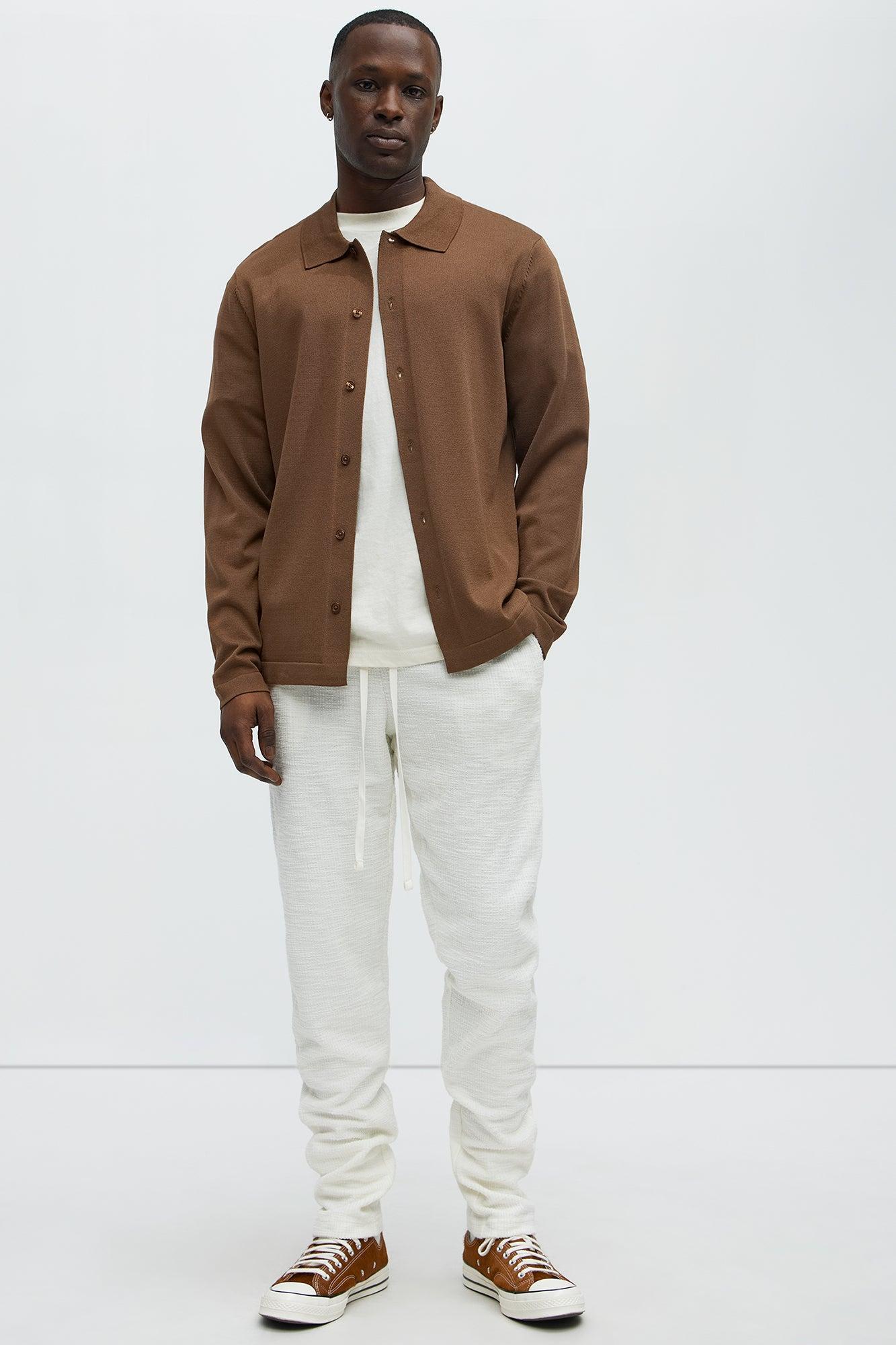Dean Textured Slim Pants - White Product Image