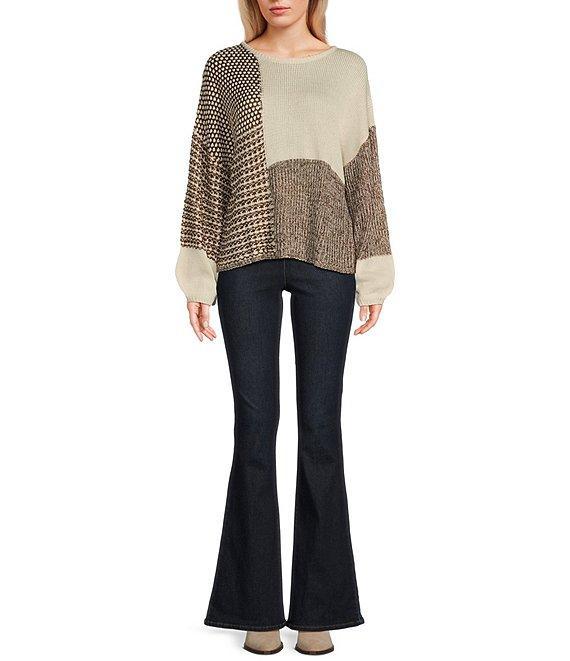 Blu Pepper Scoop Neck Color Block Sweater Product Image