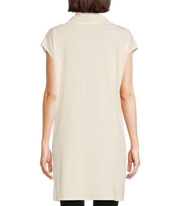 Bryn Walker Lavinia Stretch Jersey Modal Ponte Cowl Neck Short Sleeve Crossover High-Low Hem Tunic Product Image