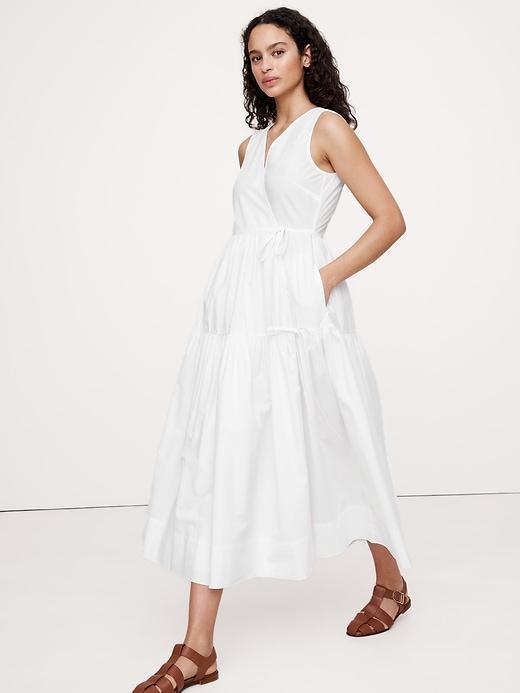 Cotton Poplin Wrap Maxi Dress Product Image