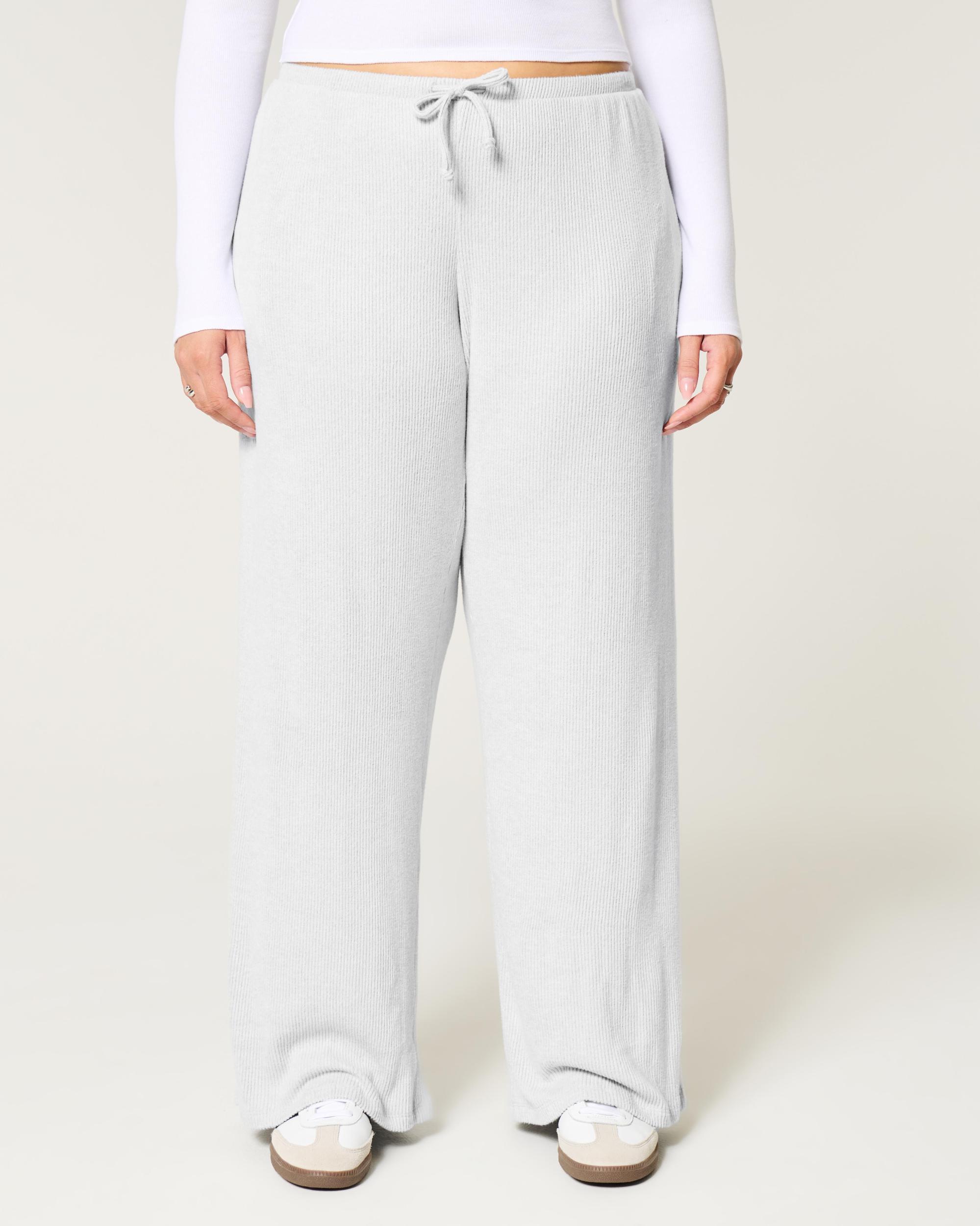 Cozy Ribbed Drawstring Baggy Pants Product Image